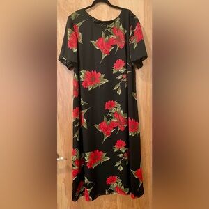 Plus sized Reversible Floral Black and Red/ Black and White Polka Dot Maxi Dress